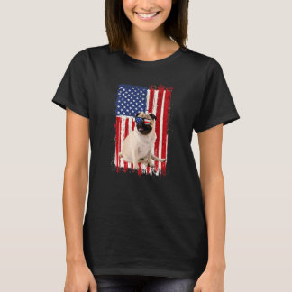Pug Dog American Flag Patriotic Independence 4th T-Shirt