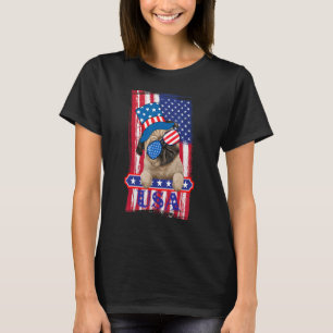 Pug Dog American Flag Usa 4th Of July T-Shirt