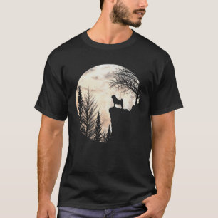 Pug Dog And Moon Silhouette Funny Halloween Costum T-Shirt