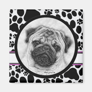 Pug Dog Art by Glenda Harlan Magnet