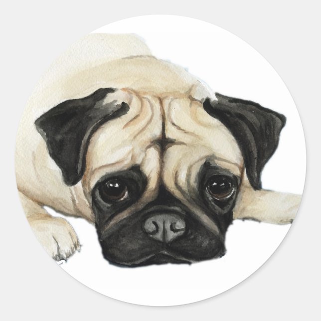 "Pug" Dog Art Sticker (Front)