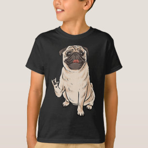 Pug Dog Asl Hand Gesture Deaf Hearing Loss Awarene T-Shirt