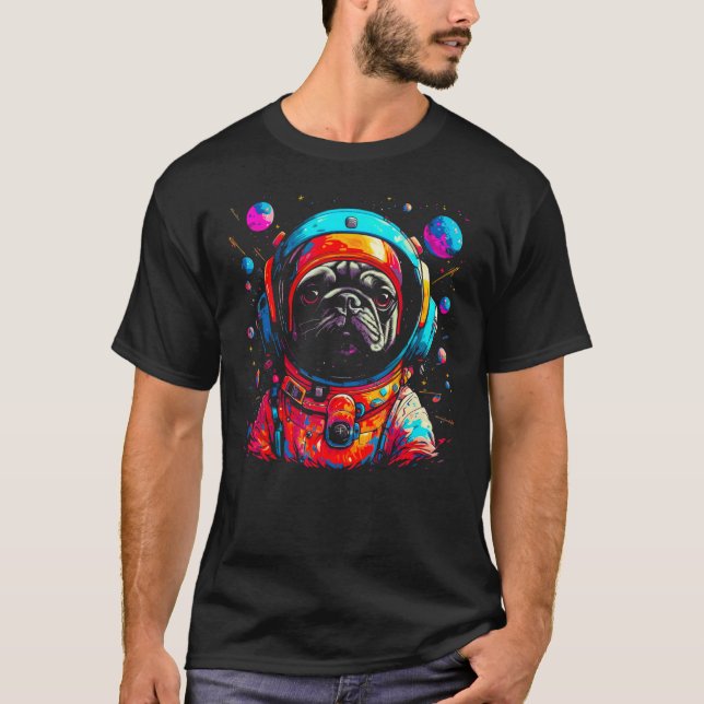 Pug Dog  Astronaut T-Shirt (Front)