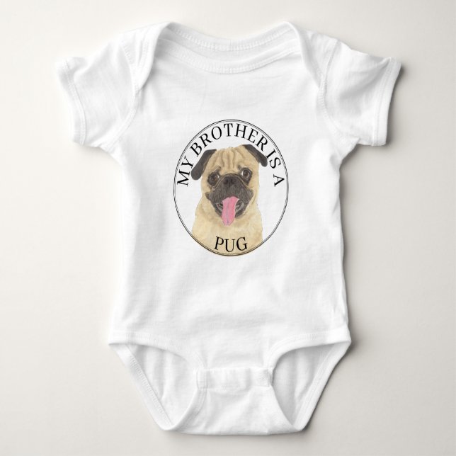Pug Dog Baby Bodysuit (Front)