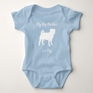 Pug Dog Baby Shower Blue Puppy Boy Bodysuit