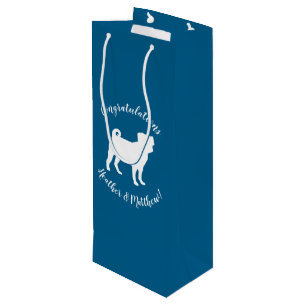 Pug Dog Baby Shower Blue Puppy Boy Wine Gift Bag
