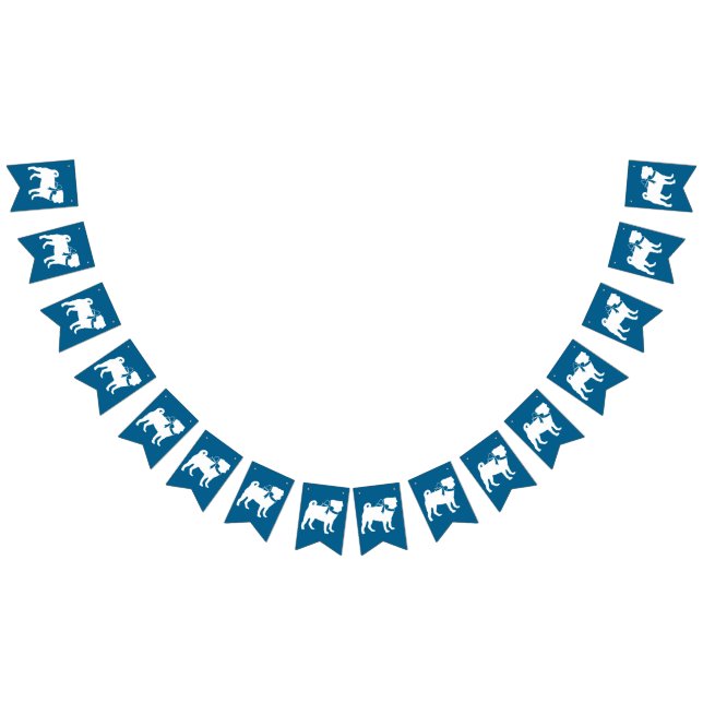 Pug Dog Baby Shower Boy Blue with Bow Bunting Flags (All)
