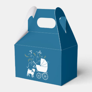 Pug Dog Baby Shower Boy Blue with Bow Favor Box