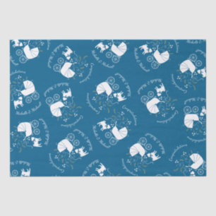 Pug Dog Baby Shower Boy Blue with Bow Tissue Paper