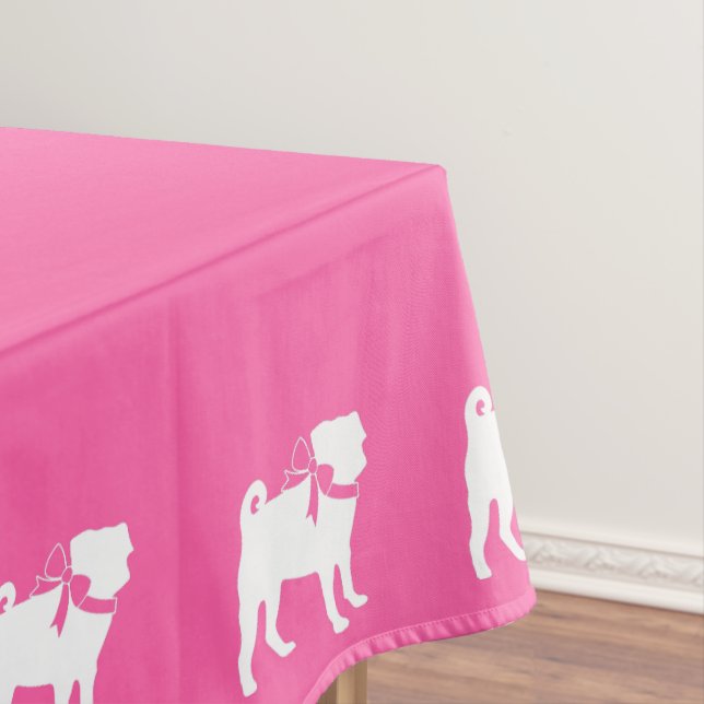 Pug Dog Baby Shower Girl Pink with Bow Tablecloth (In Situ)