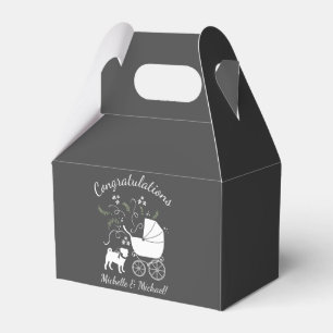 Pug Dog Baby Shower Grey Puppy Gender Neutral Favor Box
