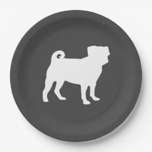 Pug Dog Baby Shower Grey Puppy Gender Neutral Paper Plate