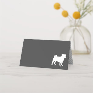 Pug Dog Baby Shower Grey Puppy Gender Neutral Place Card