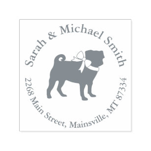Pug Dog Baby Shower Grey Puppy Gender Neutral Self-inking Stamp