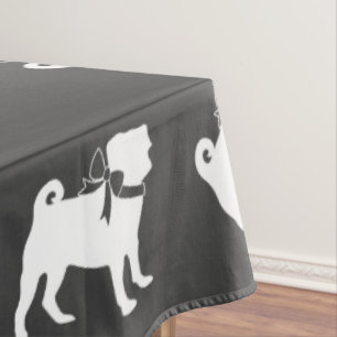 Pug Dog Baby Shower Grey Puppy Gender Neutral Tablecloth