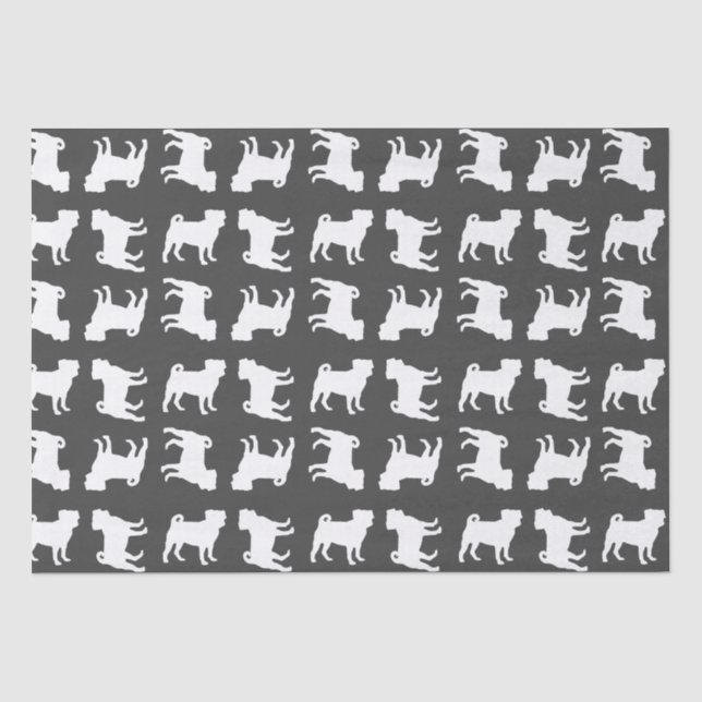 Pug Dog Baby Shower Grey Puppy Gender Neutral Tissue Paper (Front)