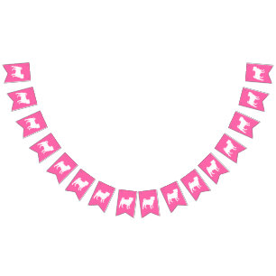 Pug Dog Baby Shower Pink Puppy Girl Bunting Flags