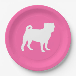 Pug Dog Baby Shower Pink Puppy Girl Paper Plate