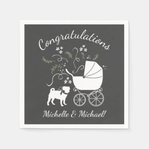 Pug Dog Baby Shower Theme Puppy Gender Neutral Napkin