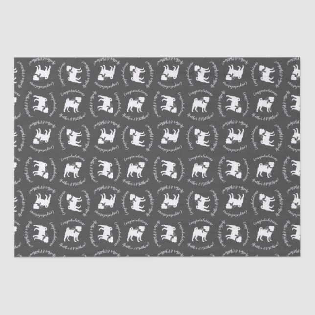 Pug Dog Baby Shower Theme Puppy Gender Neutral Tissue Paper (Front)