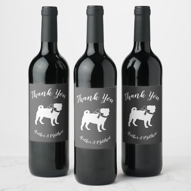 Pug Dog Baby Shower Theme Puppy Gender Neutral Wine Label (Bottles)