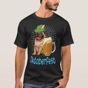 Pug Dog Bavarian Lederhosen Drinking Beer Octoberf T-Shirt