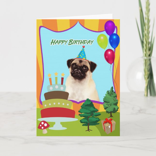 Pug Dog Birthday Card (Front)