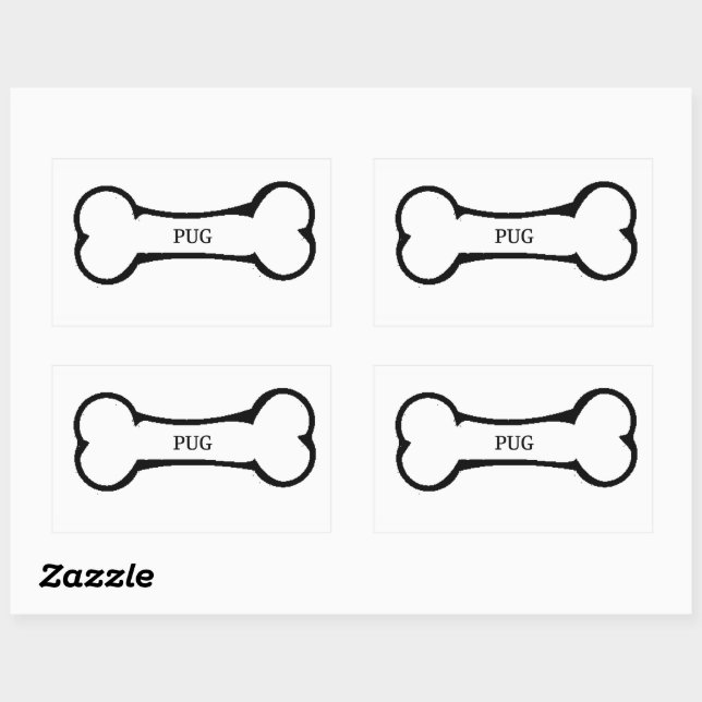 pug dog bone sticker (Sheet)