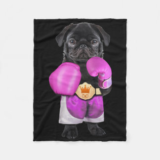 Pug Dog Boxing Funny Fitness Gym Workout  Fleece Blanket