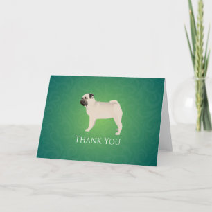 Pug Dog Breed Silhouette Thank You Card