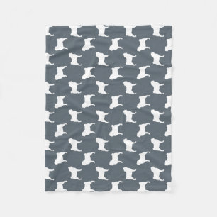 Pug Dog Breed Silhouettes Pattern Fleece Blanket