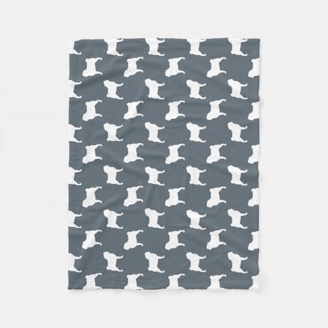 Pug Dog Breed Silhouettes Pattern Fleece Blanket (Front)
