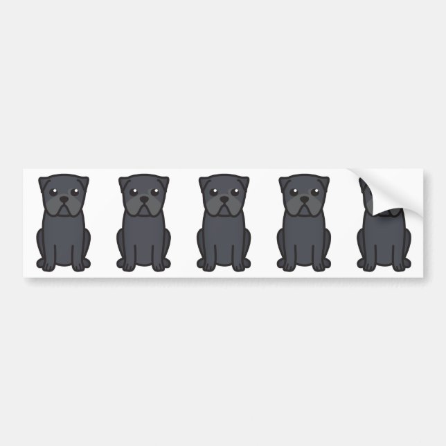 Pug Dog Cartoon Bumper Sticker (Front)
