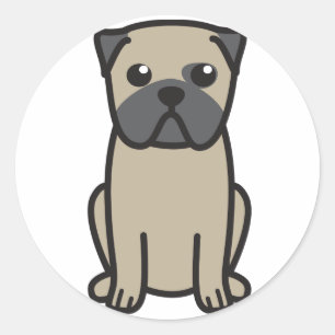 Pug Dog Cartoon Classic Round Sticker
