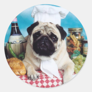 Pug Dog Chef Classic Round Sticker