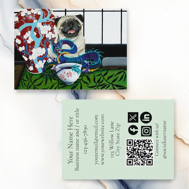 Pug Dog Chinese Dragon Business Card (Creator Uploaded)