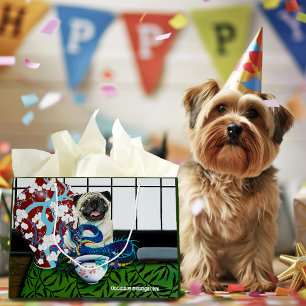 Pug Dog Chinese Dragon Large Gift Bag