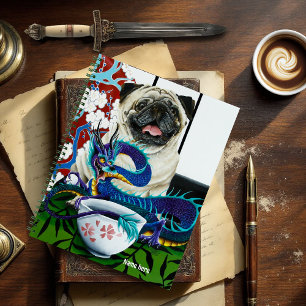 Pug Dog Chinese Dragon Notebook