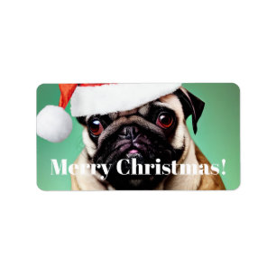 Pug Dog Christmas Label