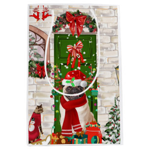Pug Dog Christmas  Medium Gift Bag