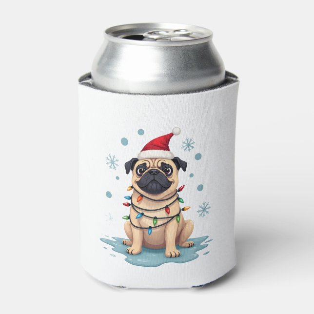 Pug Dog Christmas Men Women (1) Can Cooler (Can Front)