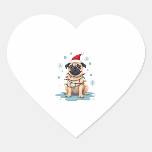 Pug Dog Christmas Men Women (1) Heart Sticker