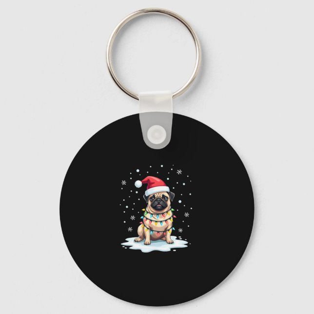 Pug Dog Christmas Men Women (1) Keychain (Front)