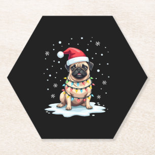 Pug Dog Christmas Men Women (1) Paper Coaster