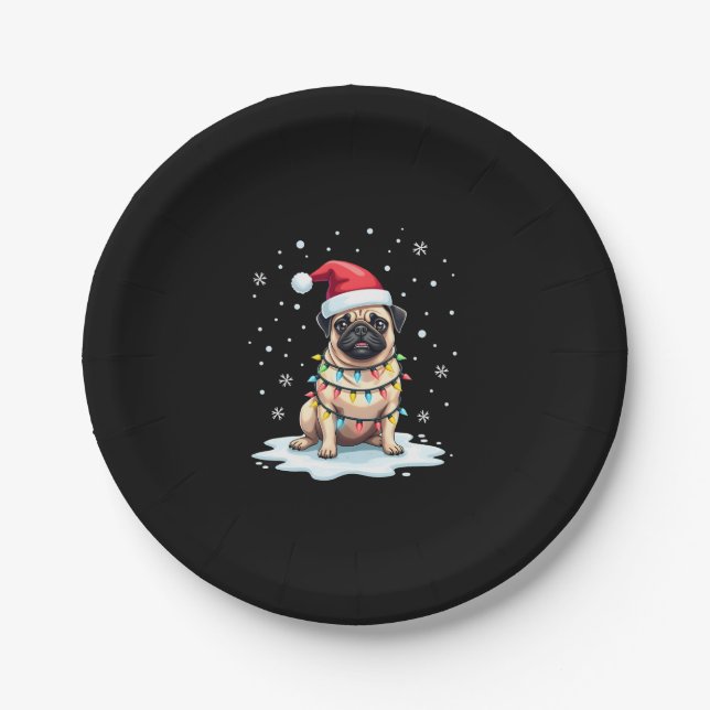 Pug Dog Christmas Men Women (1) Paper Plate (Front)