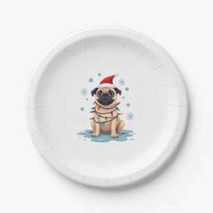 Pug Dog Christmas Men Women (1) Paper Plate
