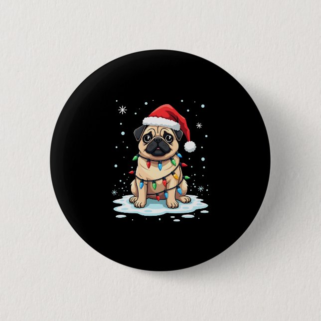 Pug Dog Christmas Men Women (2) 2 Inch Round Button (Front)