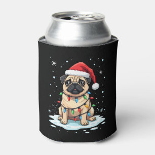 Pug Dog Christmas Men Women (2) Can Cooler
