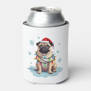 Pug Dog Christmas Men Women (2) Can Cooler