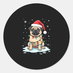Pug Dog Christmas Men Women (2) Classic Round Sticker